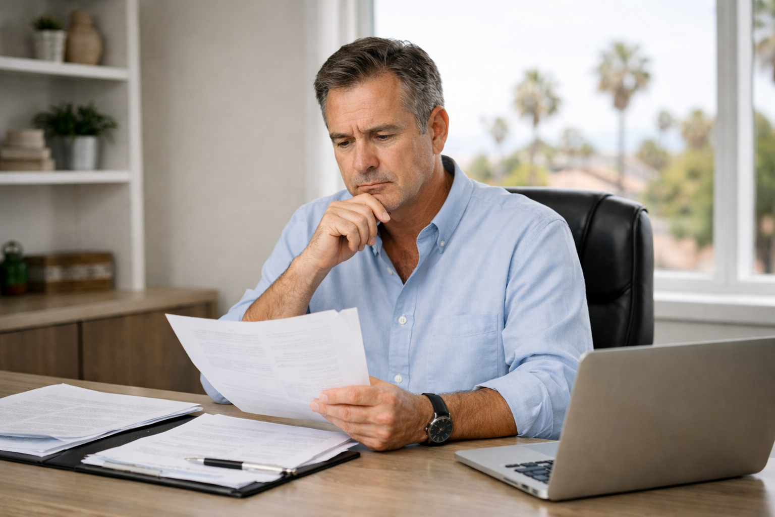 A San Diego rental owner reviewing incomplete records—an early indicator of shadow management and documentation risk.