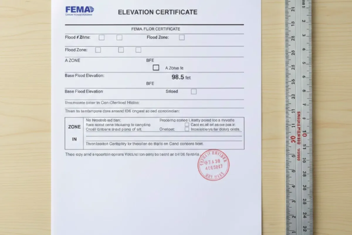 Elevation Certificate showing Base Flood Elevation data for apartment building