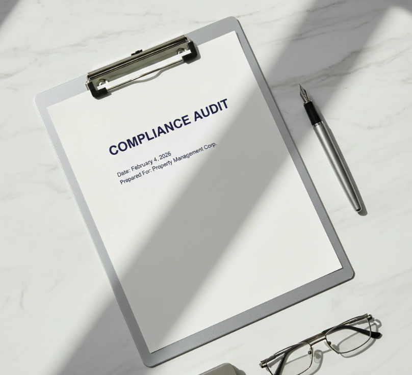 A high-resolution image of a professional property management audit checklist specifically tailored for the San Diego Tenant Protection Ordinance and SDMC Chapter 9 compliance.