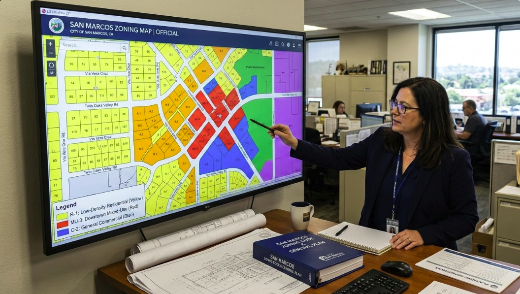 San Marcos zoning map showing districts where short-term rentals may be permitted