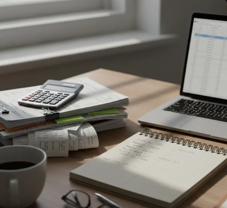 Property manager reviewing financial impact of security deposit losses on rental property income and valuation